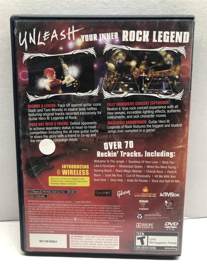 GUITAR HERO 3 LEGENDS OF ROCK PS2